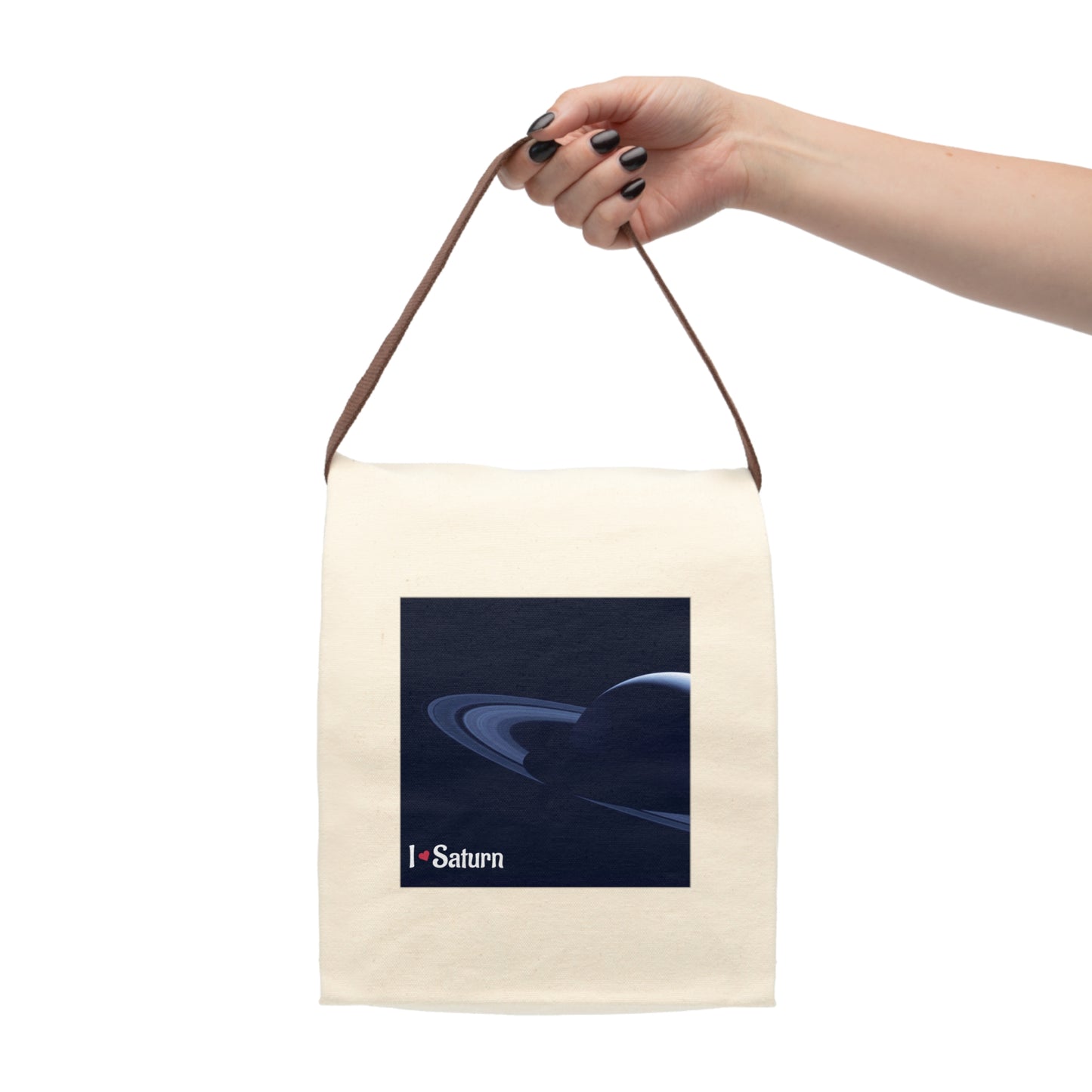 Canvas Lunch Bag I LOVE Saturn Stylish, Eco-Friendly Lunch Tote for Space Lovers