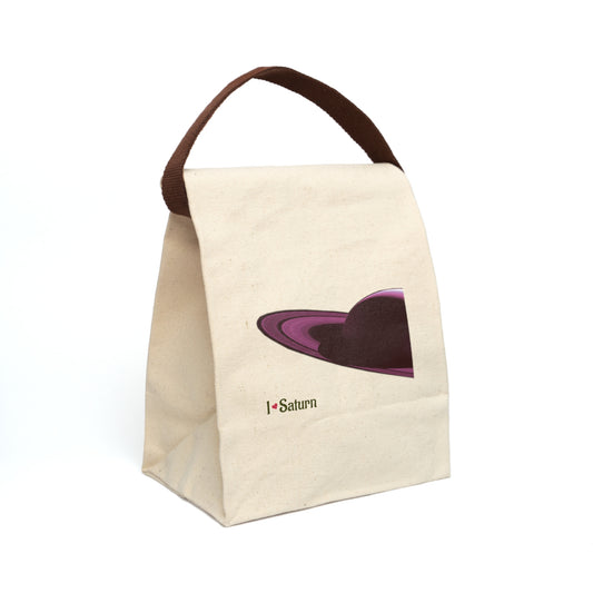 Canvas Lunch Bag I LOVE Saturn Stylish, Eco-Friendly Lunch Tote for Space Lovers