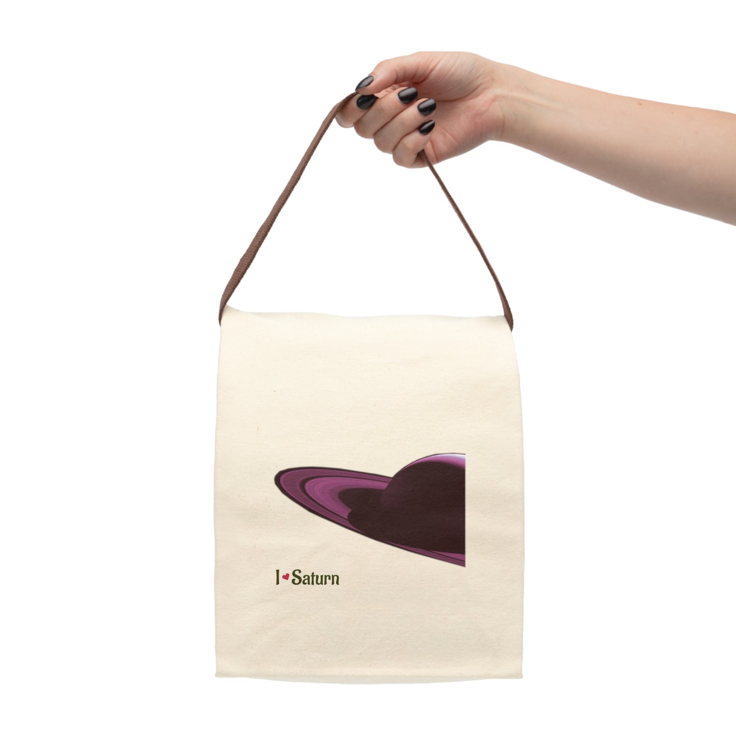 Canvas Lunch Bag I LOVE Saturn Stylish, Eco-Friendly Lunch Tote for Space Lovers