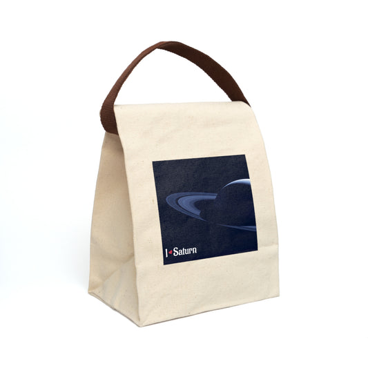 Canvas Lunch Bag I LOVE Saturn Stylish, Eco-Friendly Lunch Tote for Space Lovers