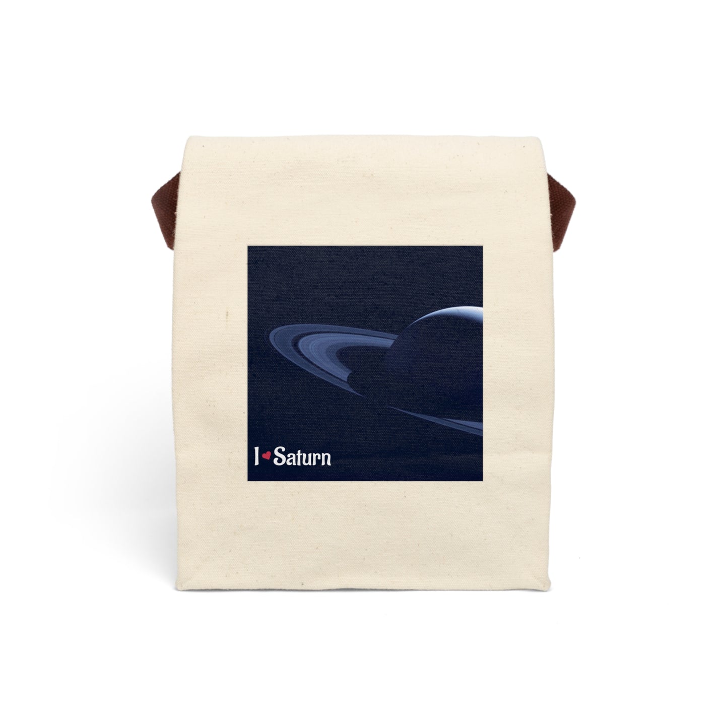 Canvas Lunch Bag I LOVE Saturn Stylish, Eco-Friendly Lunch Tote for Space Lovers