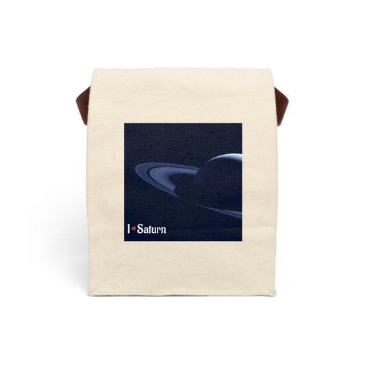 Canvas Lunch Bag I LOVE Saturn Stylish, Eco-Friendly Lunch Tote for Space Lovers